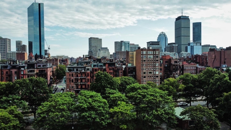 Boston Skyline by artist Nick Chalhoub